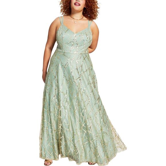 Say Yes to the Prom Womens Glitter Mesh Gown Dress  NWT